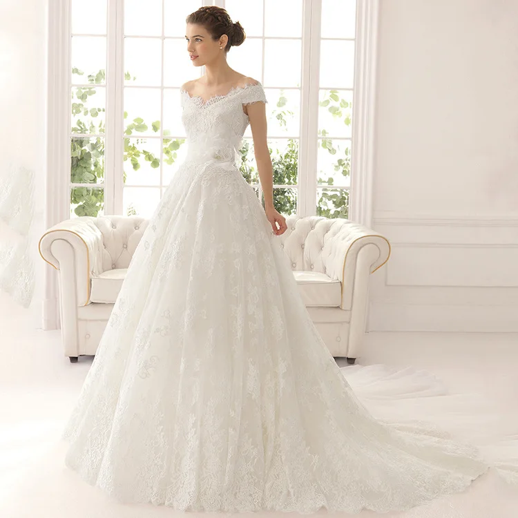 Elegant Off The Shoulder Lace Robe De Marriage Sequins Beading Backless A-line Long Wedding Dresses With Flower Sash Bridal Gown
Elegant Off The Shoulder Lace Robe De Marriage Sequins Beading Backless A-line Long Wedding Dresses With Flower Sash Bridal Gown