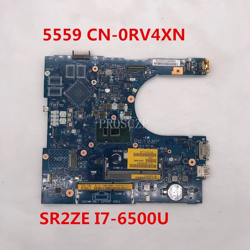 Free shipping for 15 5559 CN-0RV4XN AAL15 LA-D071P Laptop motherboard with SR2EZ I7-6500U CPU DDR3 working well | Компьютеры и офис