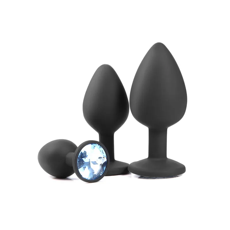S/M/L Size Silicone Jeweled Anal Plug Chastity Butt Plug Anal Dildo Sex Toy Buttplug Anal Gay Sex Toys For Woman Men (3PCS)