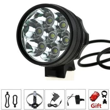 

9000 Lumens 7T6 Bike Flashlight Headlamp 7xCree XML-T6 Led Bicycle Light Cycling Helmet Lamp + 8.4V 18650 Battery Pack + Charger