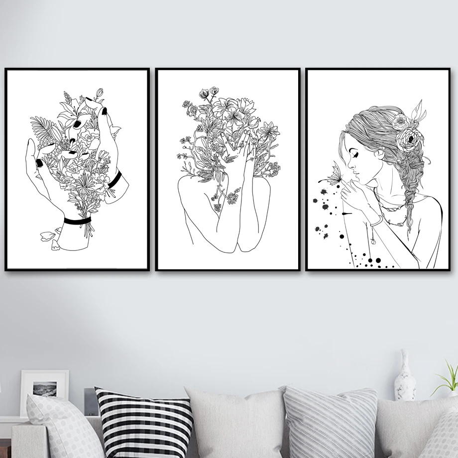 Woman Flower Nordic Poster And Prints Wall Art Canvas Painting Black White Scandinavian Wall Pictures For Living Room Home Decor
Woman Flower Nordic Poster And Prints Wall Art Canvas Painting Black White Scandinavian Wall Pictures For Living Room Home Decor