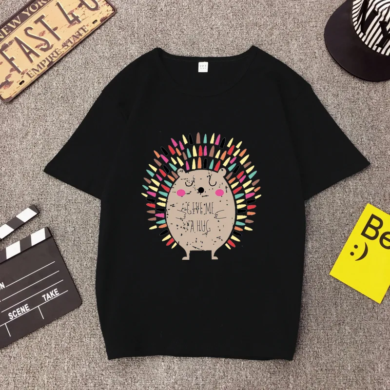 New Summer Style Women Tshirt Hedgehog Print Short Sleeve Round Neck Cotton Spandex Women Tops Slim Fit Women T-shirt
New Summer Style Women Tshirt Hedgehog Print Short Sleeve Round Neck Cotton Spandex Women Tops Slim Fit Women T-shirt