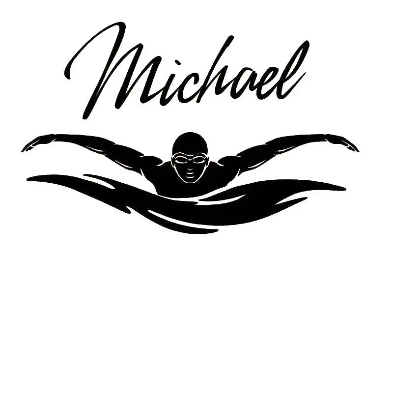 Name Swim Wall Sticker Car Swimmer Decal Swimming Posters Vinyl Decals Decor Mural | Дом и сад