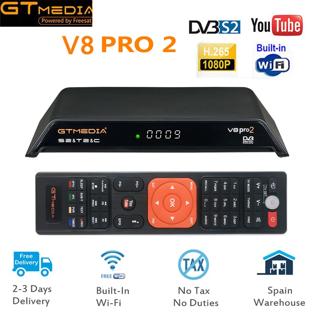 2019 NEW Arrival GTMedia V8 Pro2 Full HD DVB-S2+T2+Cable Satellite TV Receiver better than Freesat V8 Super With Europe 7 CCcam
2019 NEW Arrival GTMedia V8 Pro2 Full HD DVB-S2+T2+Cable Satellite TV Receiver better than Freesat V8 Super With Europe 7 CCcam