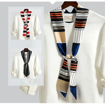 Fashion print ladies small silk scarf thin ribbon neckerchief multi-function bag band scarf decorative long scarf four seasons
Fashion print ladies small silk scarf thin ribbon neckerchief multi-function bag band scarf decorative long scarf four seasons