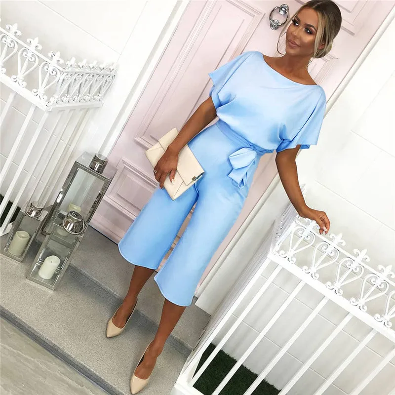 Fashion Women Short Sleeve Jumpsuit Summer Casual Ladies O-neck Rompers With Sashes Back Button Women Clothes YF002
Fashion Women Short Sleeve Jumpsuit Summer Casual Ladies O-neck Rompers With Sashes Back Button Women Clothes YF002