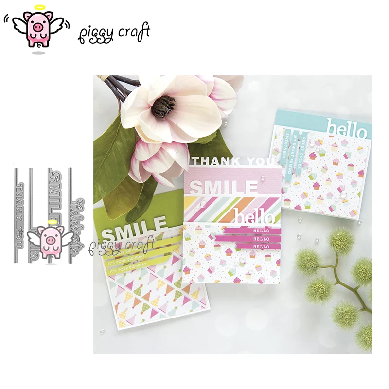 Piggy Craft metal cutting dies cut die 4 words thank you hello smile celebrate Scrapbook craft knife blade punch stencils dies
Piggy Craft metal cutting dies cut die 4 words thank you hello smile celebrate Scrapbook craft knife blade punch stencils dies