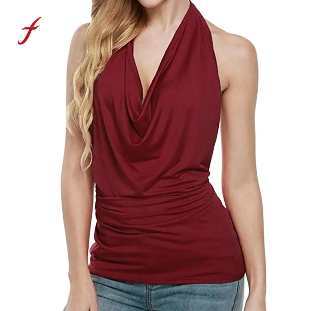 2019 New Summer Women Sexy Halter Drape Cowl Neck Tank Blouse Backless Sleeveless Vest Tops Ruched Top underwear women
2019 New Summer Women Sexy Halter Drape Cowl Neck Tank Blouse Backless Sleeveless Vest Tops Ruched Top underwear women