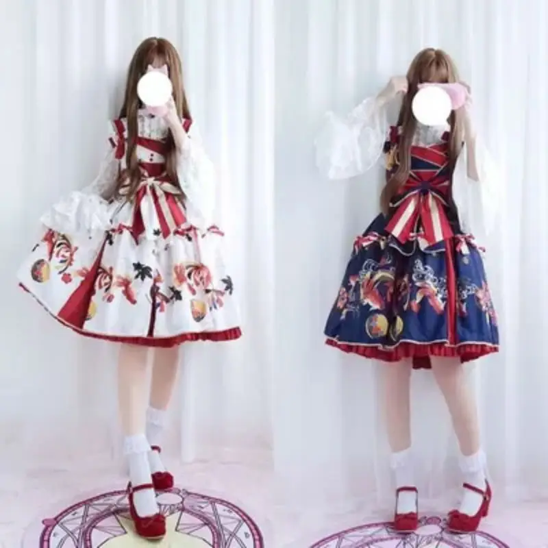 Japanese Soft Sister Lolita Girl Kawaii Lolita Dress High Waist Fish Print Vintage Lolita JSK Cospaly Bandage Cute Dress
Japanese Soft Sister Lolita Girl Kawaii Lolita Dress High Waist Fish Print Vintage Lolita JSK Cospaly Bandage Cute Dress