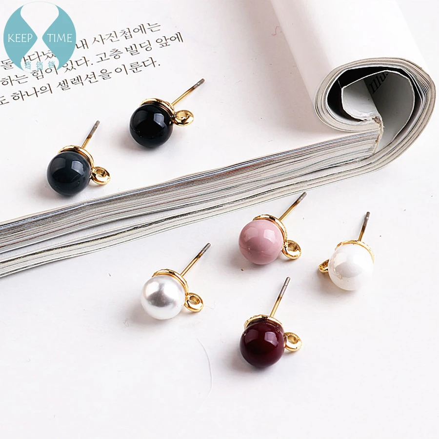 

DIY handmade jewelry accessories Korea pearl ball stud earrings earrings simple alloy pendant pendant material