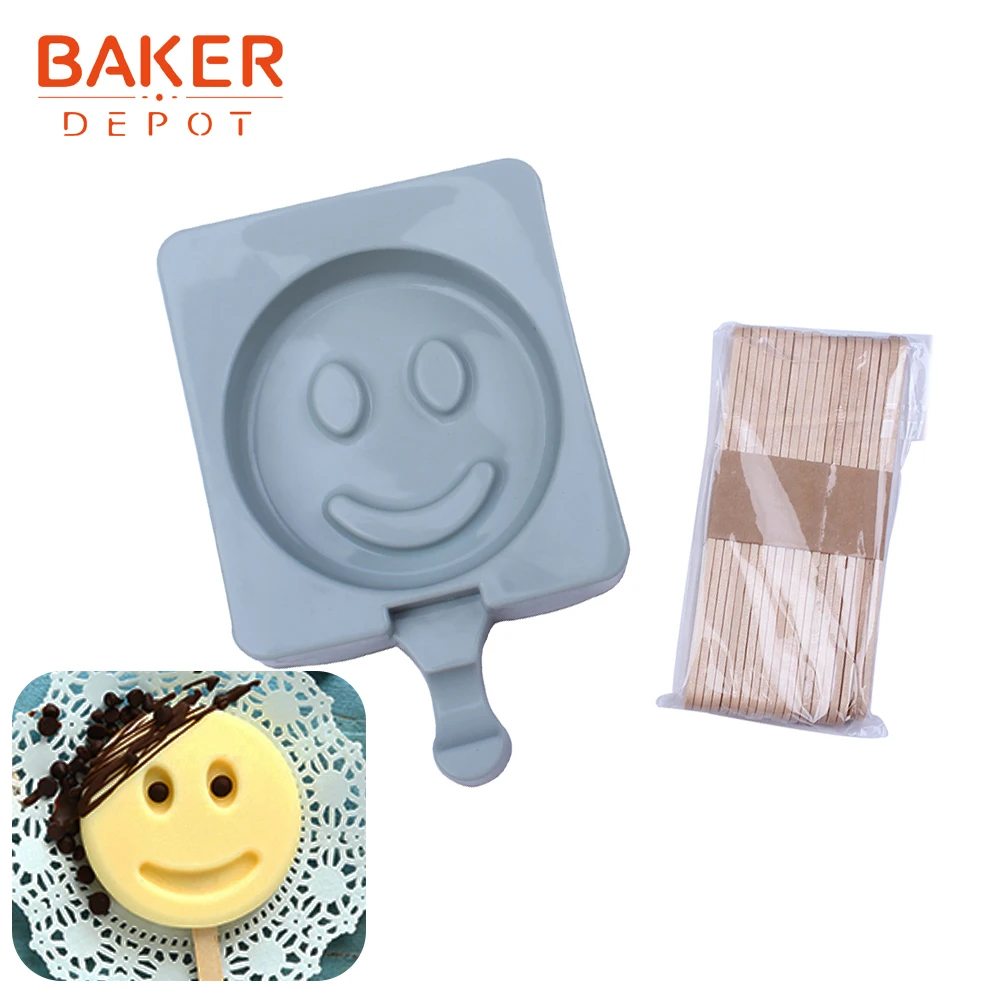 BAKER DEPOT smile face силиконовая машина для мороженого замороженный ледяной куб лоток