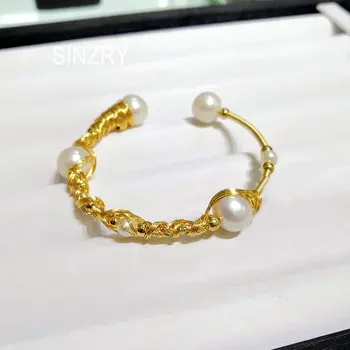 

SINZRY hot handmade winding natural freshwater pearl creative cuff bangles elegant popular bracelet for women