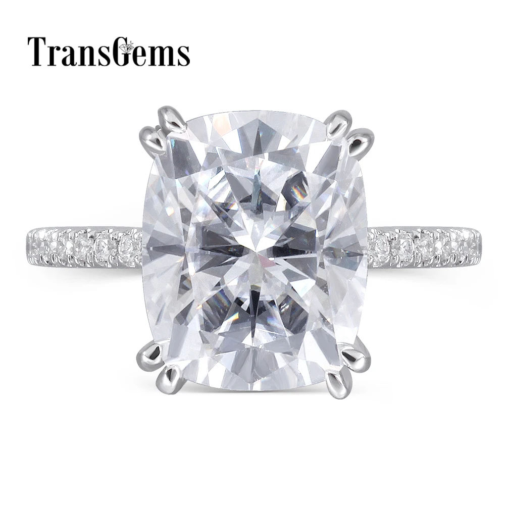 Transgems Moissanite Ring Center 4ct 8X10MM FG Color Cushion Moissanite Diamond Gold Engagement Ring for Women 14K 585 White
Transgems Moissanite Ring Center 4ct 8X10MM FG Color Cushion Moissanite Diamond Gold Engagement Ring for Women 14K 585 White