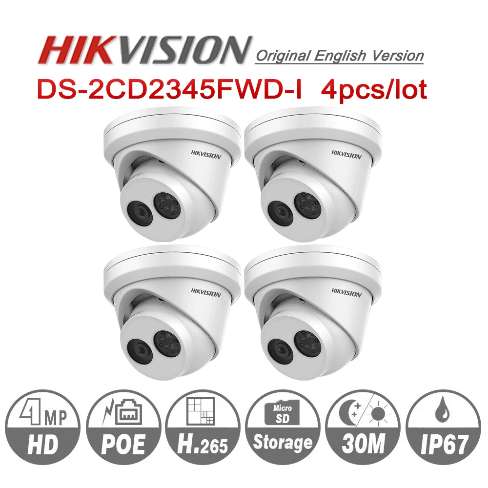 HIKVISION H.265 Camera DS-2CD2345FWD-I 4MP IR Fixed Turret Network Camera MINI Dome IP Camera SD card slot Face Detect 4PCS/lot
HIKVISION H.265 Camera DS-2CD2345FWD-I 4MP IR Fixed Turret Network Camera MINI Dome IP Camera SD card slot Face Detect 4PCS/lot