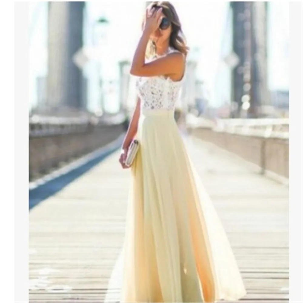 Evening Party Dress Women Hollow Out Beach Boho Sleeveless Maxi Dresses Patchwork Lace High Waist Chiffon Dress Woman Clothes
Evening Party Dress Women Hollow Out Beach Boho Sleeveless Maxi Dresses Patchwork Lace High Waist Chiffon Dress Woman Clothes