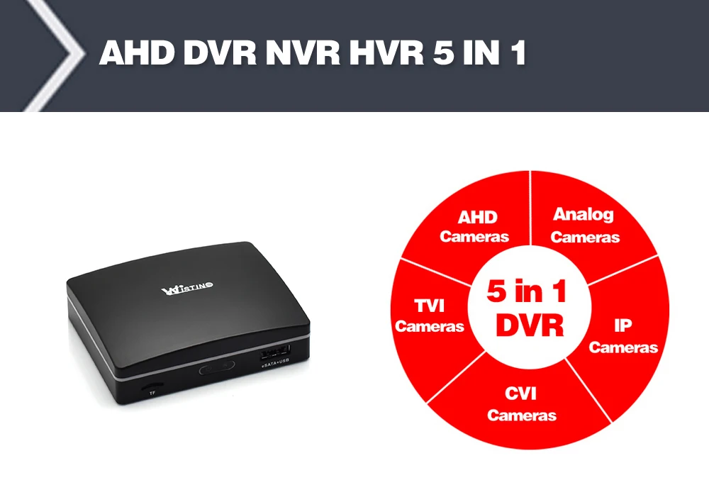 Wistino 1080P Mini AHD Camera Kits 4CH Digital Video Recorder DVR Kit CCTV Security Analog Camera Outdoor IR Video Surveillance (9)
