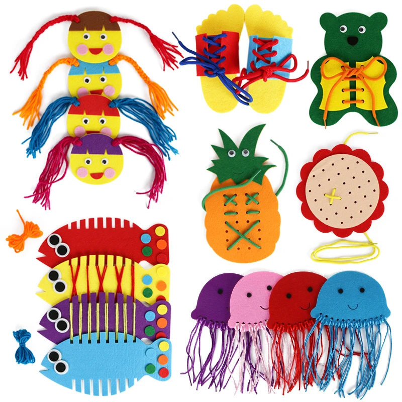 8 Styles Children Early Teaching Felt Cloth Toys For Kids by Hands Learn threading Use Rope Felt Craft
8 Styles Children Early Teaching Felt Cloth Toys For Kids by Hands Learn threading Use Rope Felt Craft