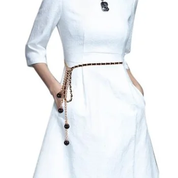 2019 Belt No Buckle Fashion Women's Dress Waist Chain Metal Chain Pearl Color Multicolor Pearl Thin Belt
2019 Belt No Buckle Fashion Women's Dress Waist Chain Metal Chain Pearl Color Multicolor Pearl Thin Belt