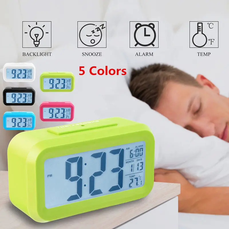 Electronic LED Display Digital Alarm Clock Snooze Temperature Calendar Kid Clock Light Auto Light Sensor Battery Home Decoration
Electronic LED Display Digital Alarm Clock Snooze Temperature Calendar Kid Clock Light Auto Light Sensor Battery Home Decoration