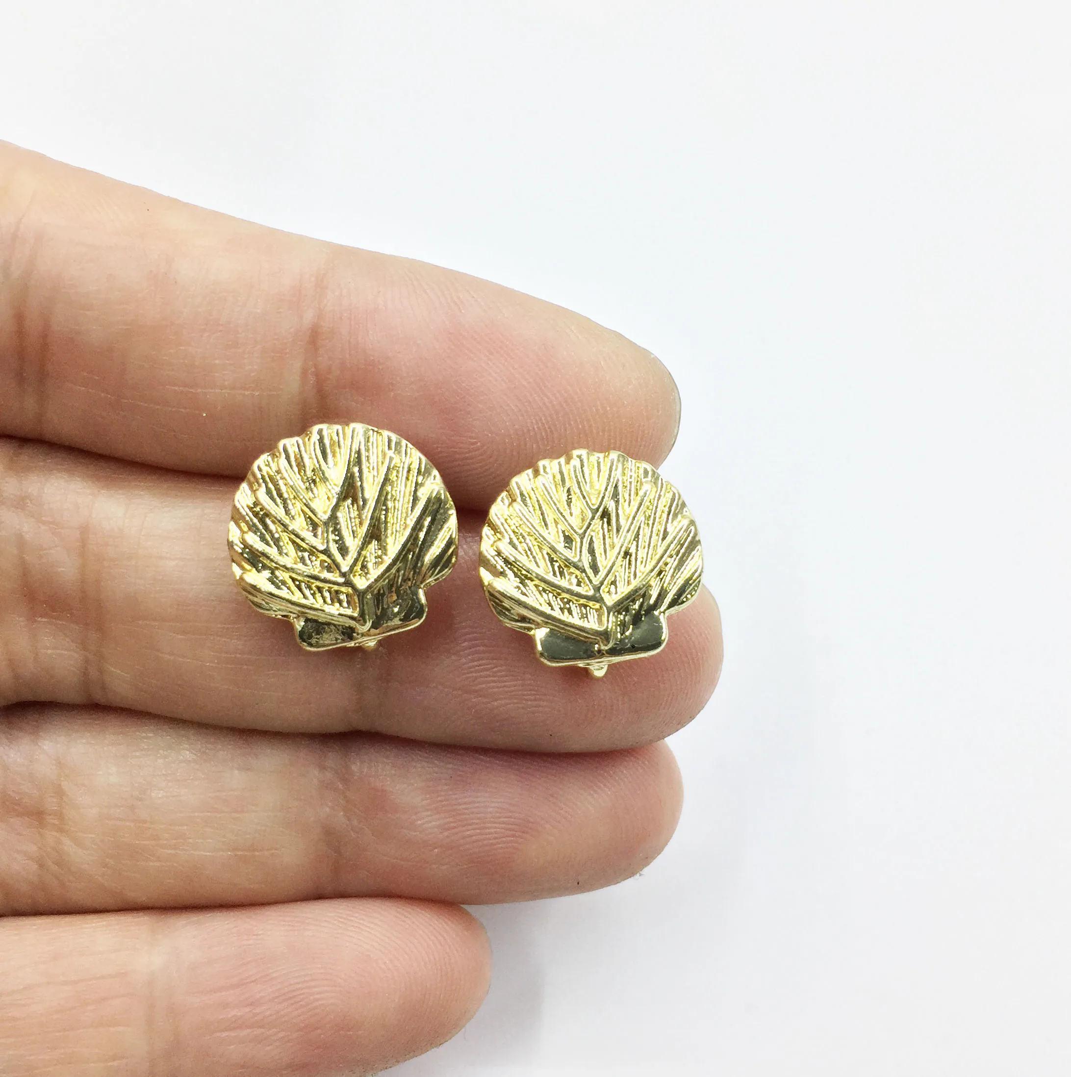 Eruifa Hot sell 10pcs 14mm Shell Stud Based Earring Zinc alloy Women Wholesales earring jewelry DIY handmade | Украшения и