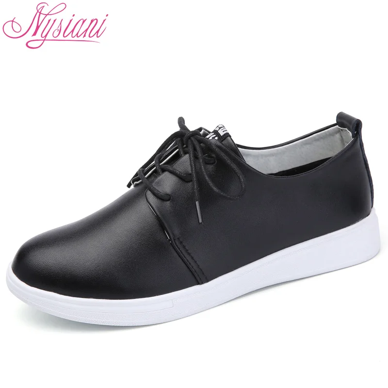 Nysiani Leather Women Flat Shoes Casual Loafers 2018 Spring Summer New Round Toe Fashion Lace-up Women Loafers Leather Shoes
Nysiani Leather Women Flat Shoes Casual Loafers 2018 Spring Summer New Round Toe Fashion Lace-up Women Loafers Leather Shoes