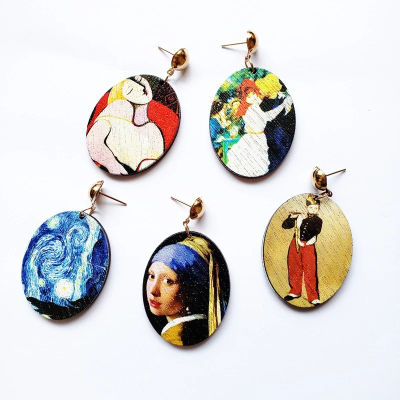 Vintage Wood Colorful Oil Painting Oval-shaped Dangle Post Earrings for Women Ladies Wedding Party Jewelry Accessories
Vintage Wood Colorful Oil Painting Oval-shaped Dangle Post Earrings for Women Ladies Wedding Party Jewelry Accessories