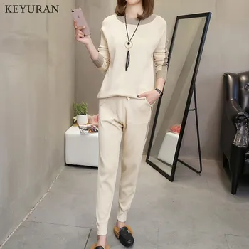 Plus Size 2019 New Women's Knitted Suit Women 2 Piece Tracksuit Set Female Sportswear Women Loose Tops + Long Pant Sporting Suit
Plus Size 2019 New Women's Knitted Suit Women 2 Piece Tracksuit Set Female Sportswear Women Loose Tops + Long Pant Sporting Suit