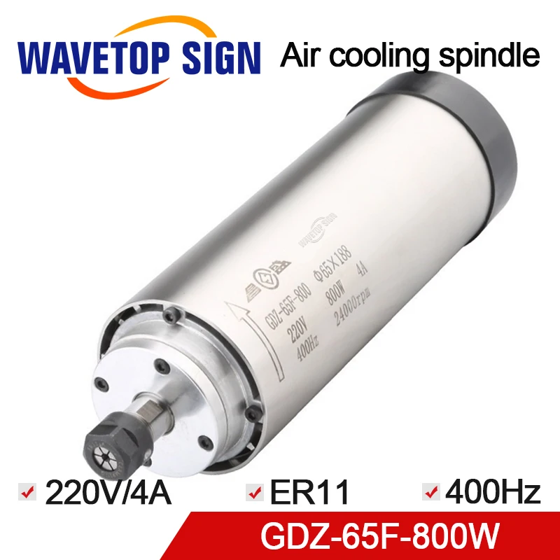 Air Cooling Spindle 800W GDZ-65f-800 800W Dia.65mm Speed 24000rpm Frequency 400hz 4A Chuck Nut ER11 Grease
Air Cooling Spindle 800W GDZ-65f-800 800W Dia.65mm Speed 24000rpm Frequency 400hz 4A Chuck Nut ER11 Grease
