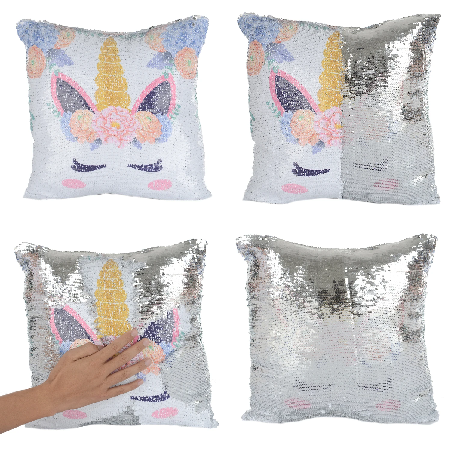 Magical Unicorn Mermaid Cushion Cover with Sequins Reversible Color Changing Pillow Case for Seat Car | Дом и сад
