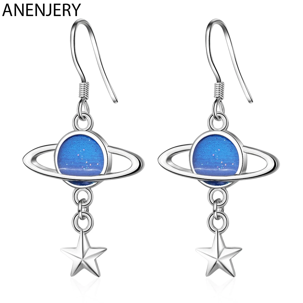 ANENJERY 925 Sterling Silver Earrings Long Drop Glaze Blue Universe Planet Star Earrings For Women Gift S-E900
ANENJERY 925 Sterling Silver Earrings Long Drop Glaze Blue Universe Planet Star Earrings For Women Gift S-E900
