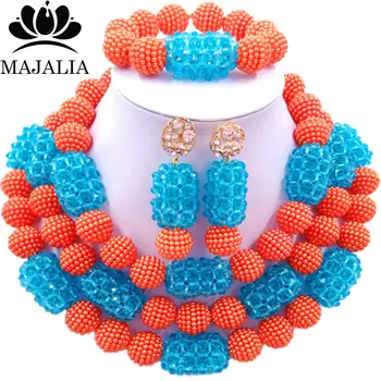 Majalia Fashion Charming Nigerian Wedding African Jewelry Set Orange and Blue Crystal Necklace Bride Jewelry Sets 3SZ055
Majalia Fashion Charming Nigerian Wedding African Jewelry Set Orange and Blue Crystal Necklace Bride Jewelry Sets 3SZ055