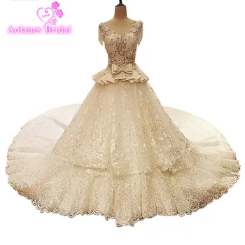 100% Real Photos Amazing High-end Ball Gown Wedding Dress Lace Appliques Bow Crystal Bridal Dresses Royal Train 2017 New Arrival
100% Real Photos Amazing High-end Ball Gown Wedding Dress Lace Appliques Bow Crystal Bridal Dresses Royal Train 2017 New Arrival