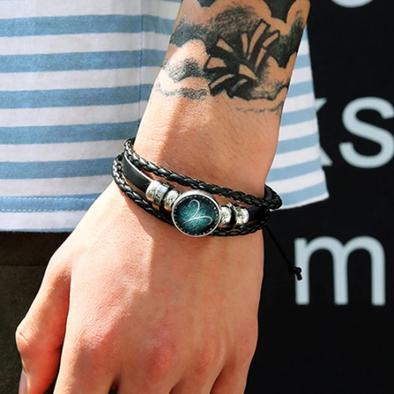 12 Constellation Luminous Bracelet Men Leather Bracelet Charm Bracelets for Men Boys Women Girl Jewelry Accessories Trinket Gift
12 Constellation Luminous Bracelet Men Leather Bracelet Charm Bracelets for Men Boys Women Girl Jewelry Accessories Trinket Gift