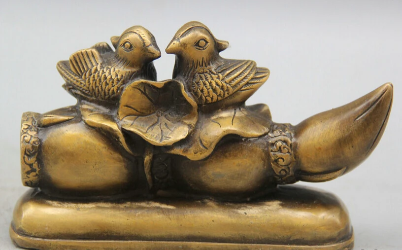 Collectible bronze S1710 6" Chinese Copper Fengshui Folk Two bird lotus root Leaf mandarin duck Statue
Collectible bronze S1710 6" Chinese Copper Fengshui Folk Two bird lotus root Leaf mandarin duck Statue
