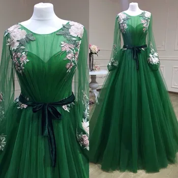 Vestidos De Festa Long Prom Dress Tulle Satin A-Line Jewel Neck Full Sleeve Floor Length Green Prom Dresses 2019 Formal Gowns
Vestidos De Festa Long Prom Dress Tulle Satin A-Line Jewel Neck Full Sleeve Floor Length Green Prom Dresses 2019 Formal Gowns