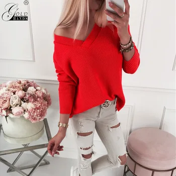 Gold Hands Women STop Winter Female Outwear Sweaterexy V Neck Knitted Pullover Sweater Casual One Shoulder Loose Autumn Jumper
Gold Hands Women STop Winter Female Outwear Sweaterexy V Neck Knitted Pullover Sweater Casual One Shoulder Loose Autumn Jumper