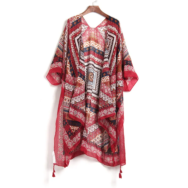 Kimono Mujer 2018 Women Vintage Floral Print Blouse Summer Beach Kimono Long Cardigan Feminino Boho Top Tassel Raglan Shirt
Kimono Mujer 2018 Women Vintage Floral Print Blouse Summer Beach Kimono Long Cardigan Feminino Boho Top Tassel Raglan Shirt