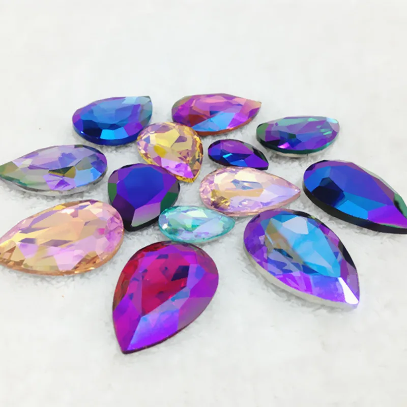 Glass Teardrop Crystal Stone, Pointed Back Bead Siam AB,Pink AB... For Jewelry Making
Glass Teardrop Crystal Stone, Pointed Back Bead Siam AB,Pink AB... For Jewelry Making