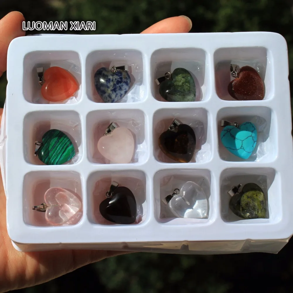 Wholesale Multi-style 12 PCS Boxed Small Heart Shape Natural Stone Charms Pendant Fit DIY Necklaces For Jewelry Making 11*12 mm
Wholesale Multi-style 12 PCS Boxed Small Heart Shape Natural Stone Charms Pendant Fit DIY Necklaces For Jewelry Making 11*12 mm