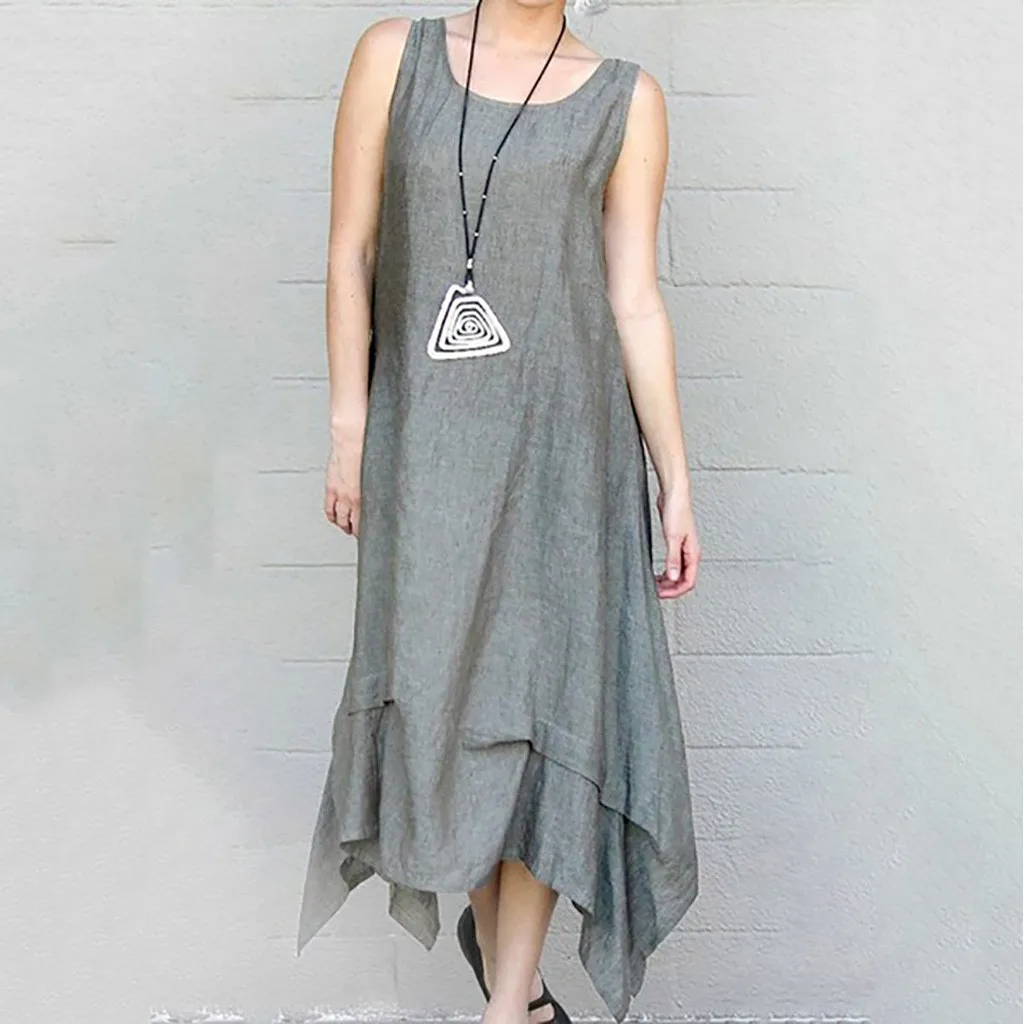 Women Summer Dress Pure Colour Round Neck Asymmetrical Simple Long Dresses Solid M-XXL Loose Robe Femme Vestidos Verano 2019
Women Summer Dress Pure Colour Round Neck Asymmetrical Simple Long Dresses Solid M-XXL Loose Robe Femme Vestidos Verano 2019