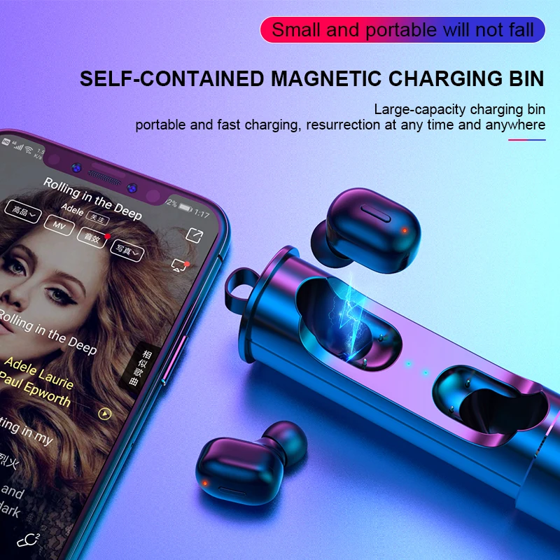 TWS V5.0 Bluetooth Earphones True Wireless Stereo Earbuds Cordless Mini Dual Headsets with Mic Charger Box HiFi Deep Bass Sound
TWS V5.0 Bluetooth Earphones True Wireless Stereo Earbuds Cordless Mini Dual Headsets with Mic Charger Box HiFi Deep Bass Sound