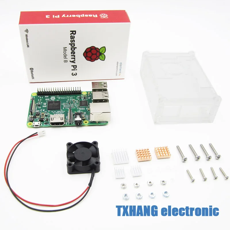 Raspberry pi 3 diy kit+ transparent acrylic Case Box+ 5 pcs Aluminum Radiator+ mini cooling fan
Raspberry pi 3 diy kit+ transparent acrylic Case Box+ 5 pcs Aluminum Radiator+ mini cooling fan
