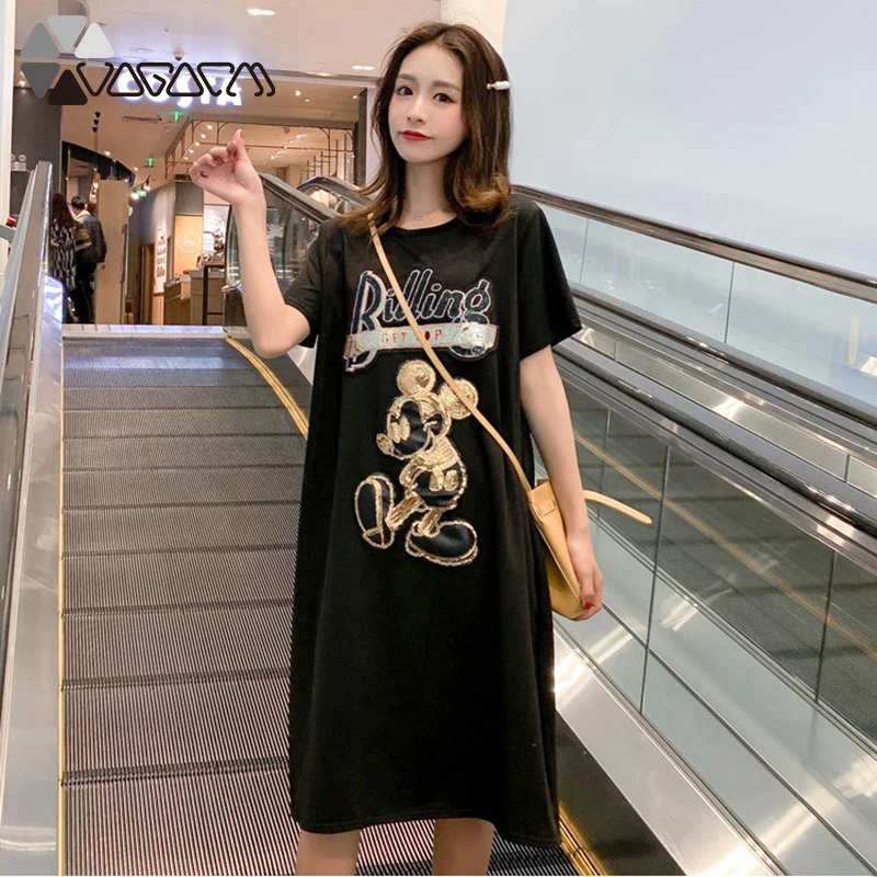 2019 Summer Dresses Mickey Mouse Printing Clothes Fashion Loose Short-sleeved Midi Women Big Plus Size Dress Pregnant Vestidos
2019 Summer Dresses Mickey Mouse Printing Clothes Fashion Loose Short-sleeved Midi Women Big Plus Size Dress Pregnant Vestidos
