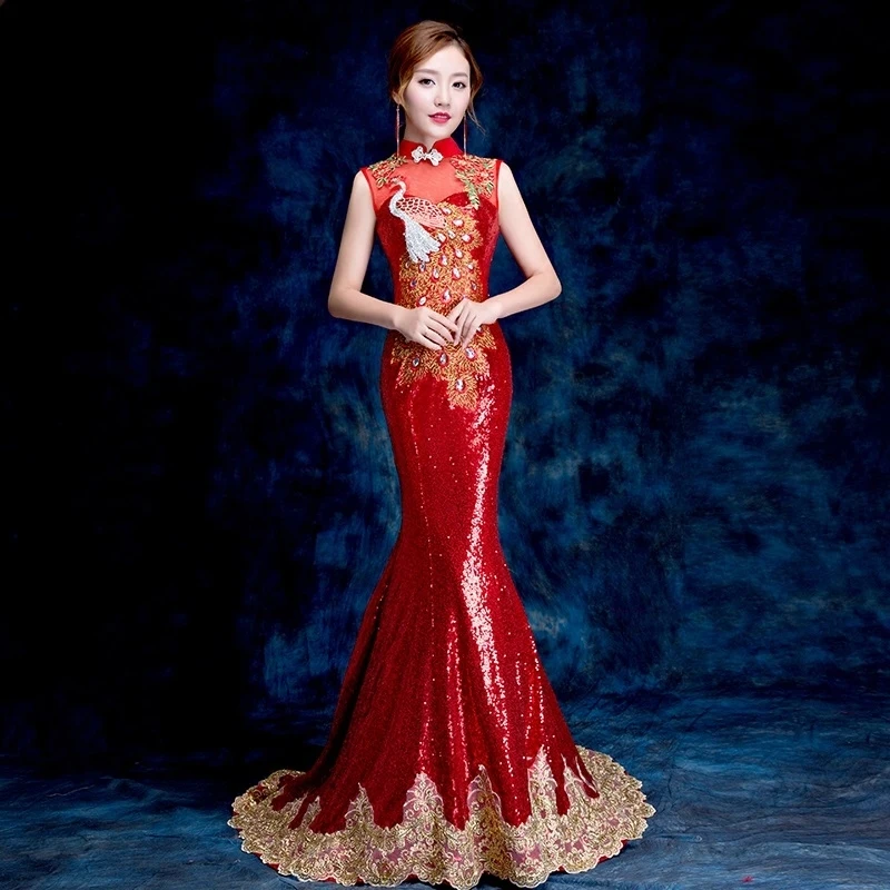 2018 Backless Cheongsam Sexy Qipao Women Retro Dressing Gown Long Traditional Chinese Dresses Evening Dress Red Vestito Da Sera
2018 Backless Cheongsam Sexy Qipao Women Retro Dressing Gown Long Traditional Chinese Dresses Evening Dress Red Vestito Da Sera