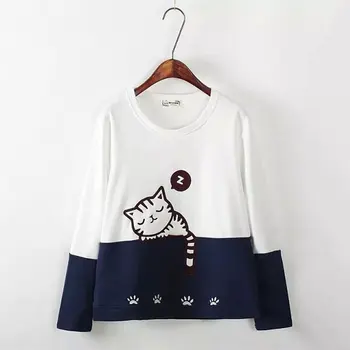 Spring Autumn Women's Mori Girl Sweet Embroidered Pullovers Cartoon Cat Cute Kawaii Harajuku Tracksuits Female Sweatshirt New
Spring Autumn Women's Mori Girl Sweet Embroidered Pullovers Cartoon Cat Cute Kawaii Harajuku Tracksuits Female Sweatshirt New