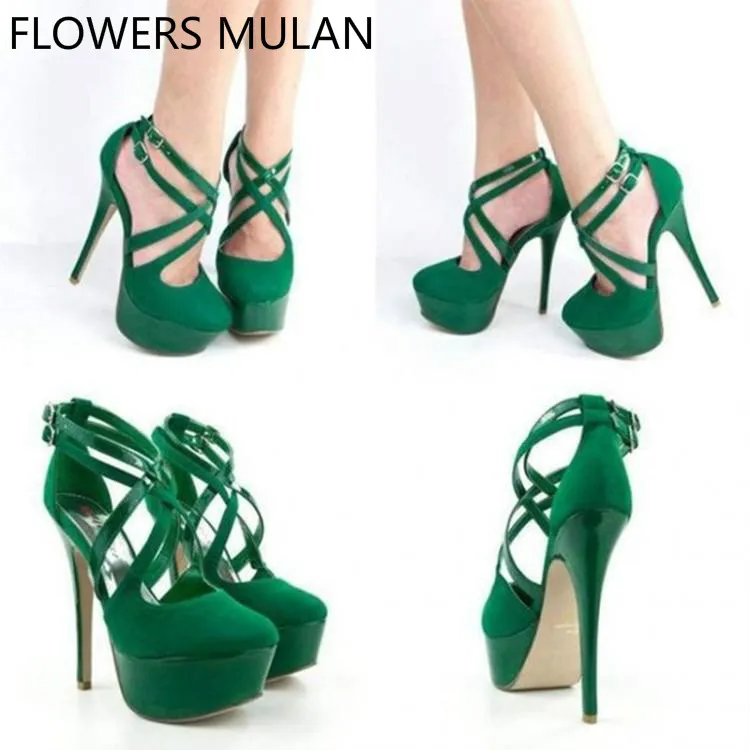 Luxury Green Suede Women Super High Heels Shoes Round Toe Platform Gladiators Narrow Band Cross Two Buckle Shoes Woman Stiletto
Luxury Green Suede Women Super High Heels Shoes Round Toe Platform Gladiators Narrow Band Cross Two Buckle Shoes Woman Stiletto