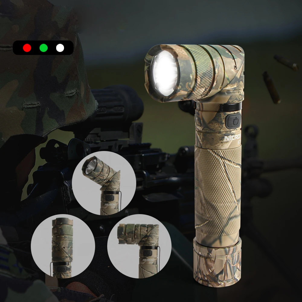 3-Color Light 90 Degree Camo Rechargeable Twist Flashlight With 360 Rotary Clip 18650 Waterproof 950LM LED Torch B70 Plus
3-Color Light 90 Degree Camo Rechargeable Twist Flashlight With 360 Rotary Clip 18650 Waterproof 950LM LED Torch B70 Plus