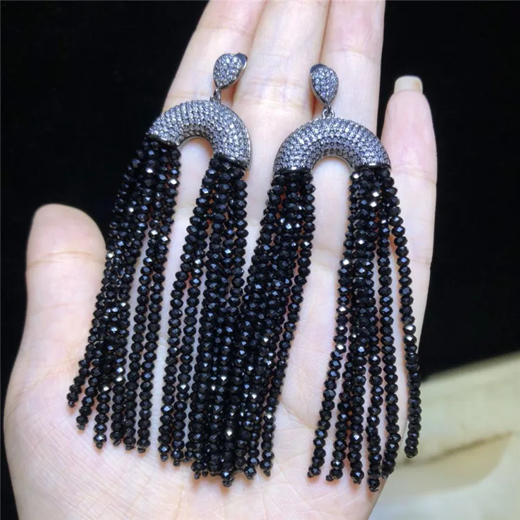 Tassel Black Crystal Drop Earrings Fashion Elegant Pearl Earrings Jewelry Women Gifts For Mother/Girlfriend
Tassel Black Crystal Drop Earrings Fashion Elegant Pearl Earrings Jewelry Women Gifts For Mother/Girlfriend
