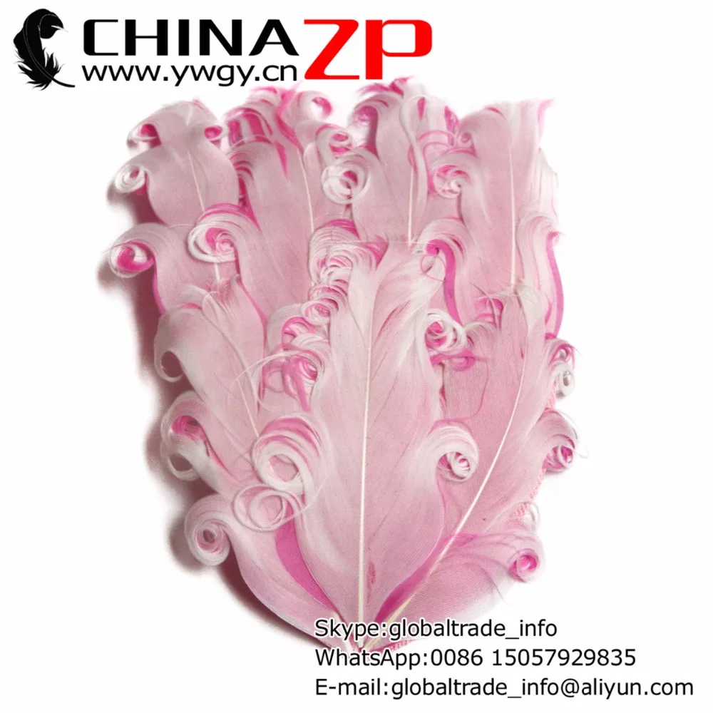 

CHINAZP Factory 50pcs/lot Top Quality Colorful White and Bubblegum Curled Nagorie Goose Feather Pad