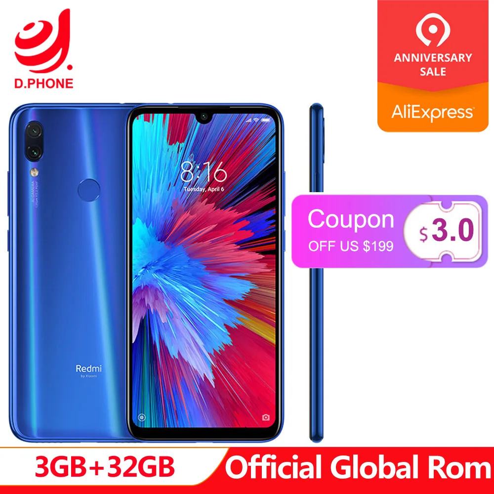 

Official Global Rom Xiaomi Redmi Note 7 3GB RAM 32GB ROM Snapdragon 660 Octa Core 6.3" FHD+ 48MP Dual Camera 4000mAh Phone